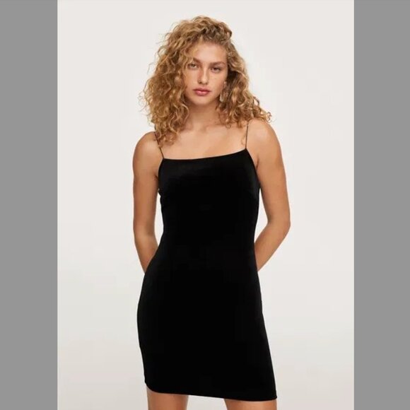 Mango Velvet Fitted Dress 2 - Picture 1 of 7